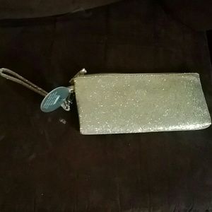 Gold glitter clutch/wristlet